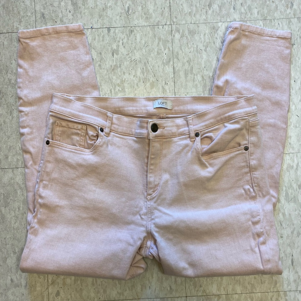 Loft, Modern Skinny Jean, Light Pink/Rose, Sz 14